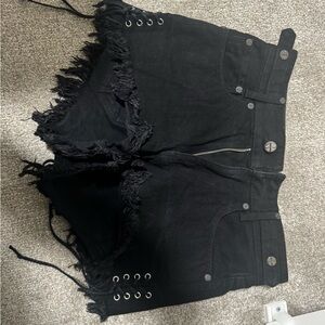 SMFK black denim shorts
